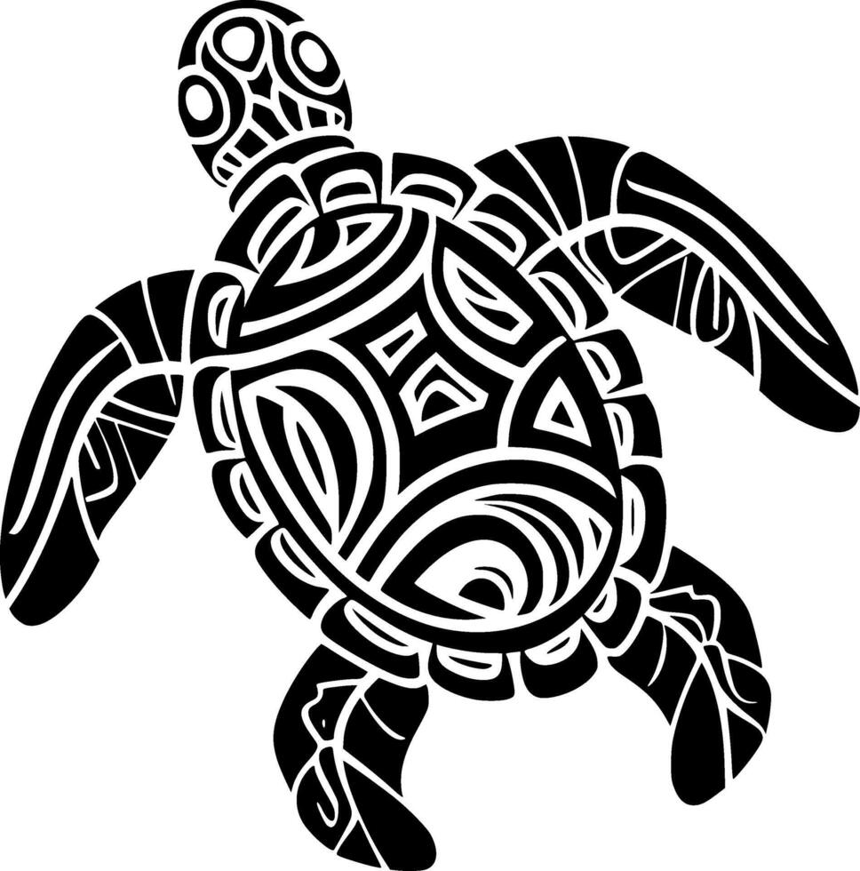 tartaruga - Preto e branco isolado ícone - ilustração vetor