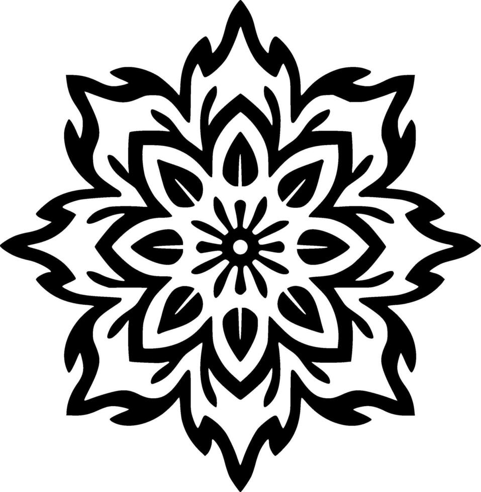 mandala - Preto e branco isolado ícone - ilustração vetor