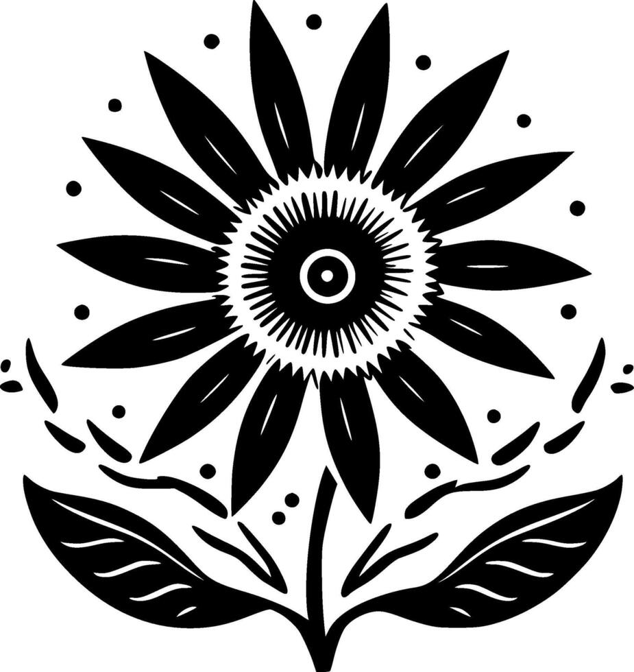 flor, Preto e branco ilustração vetor