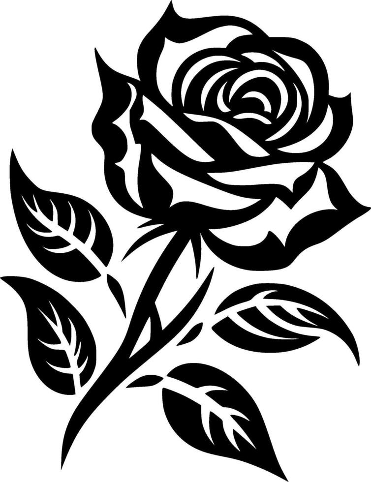 flor - Preto e branco isolado ícone - ilustração vetor