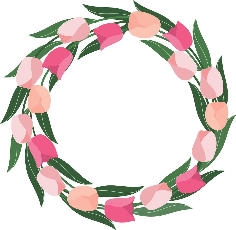 fofa Rosa tulipa flores guirlanda quadro, Armação fronteira festão mão desenhado clipart elemento ilustração para convite cumprimento aniversário festa celebração Casamento cartão poster bandeira fundo papel de parede vetor