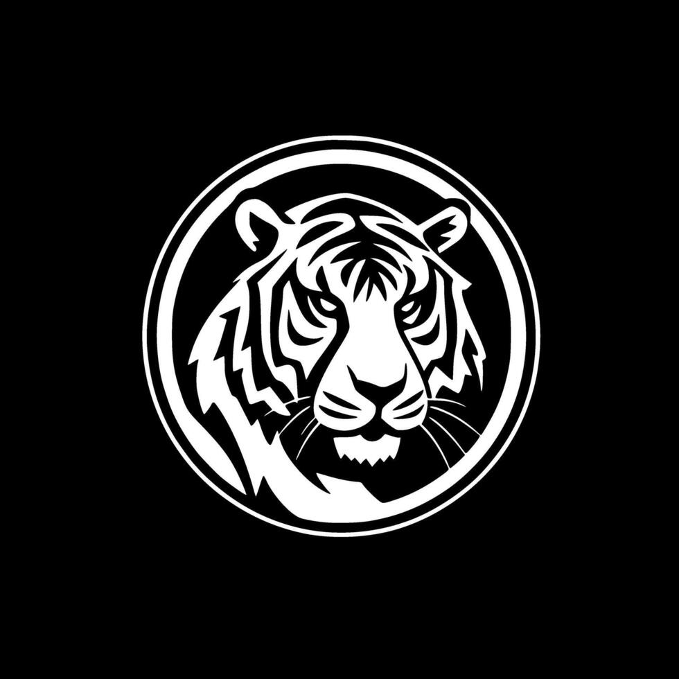 tigre - Preto e branco isolado ícone - ilustração vetor