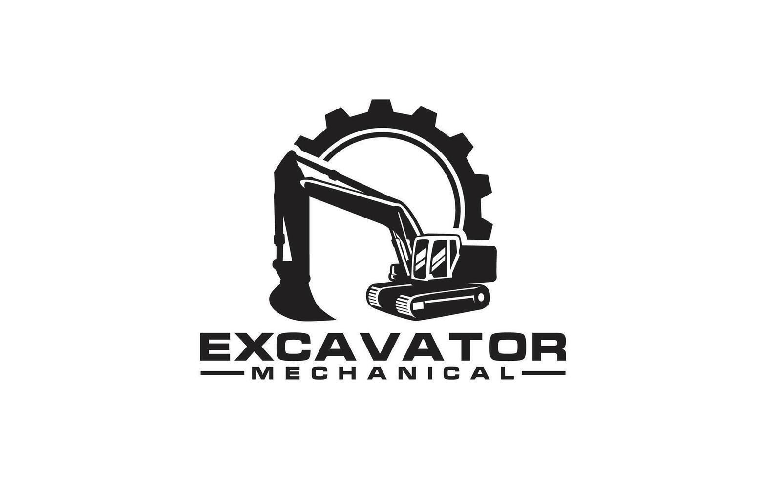 escavadora logotipo projeto, construção equipamento companhia logotipo, logotipo modelo vetor