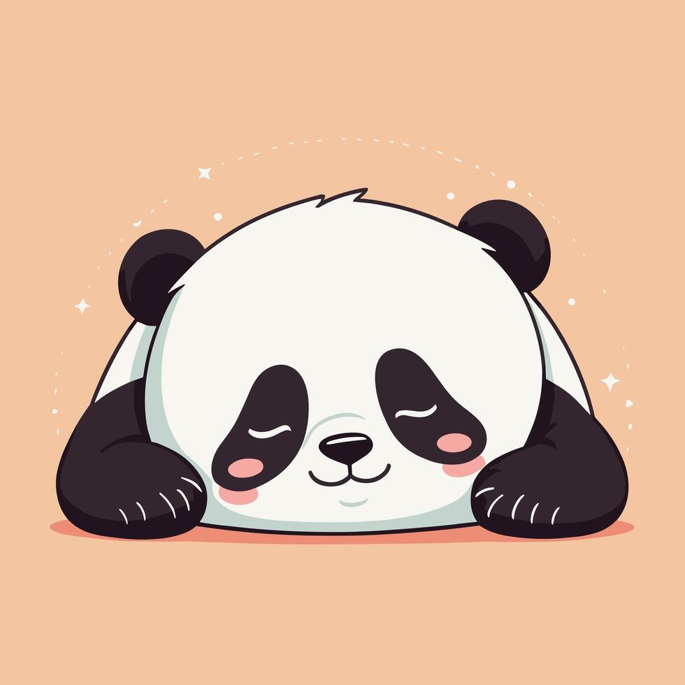 preguiçoso panda desenho animado dormindo deitado em a chão vetor