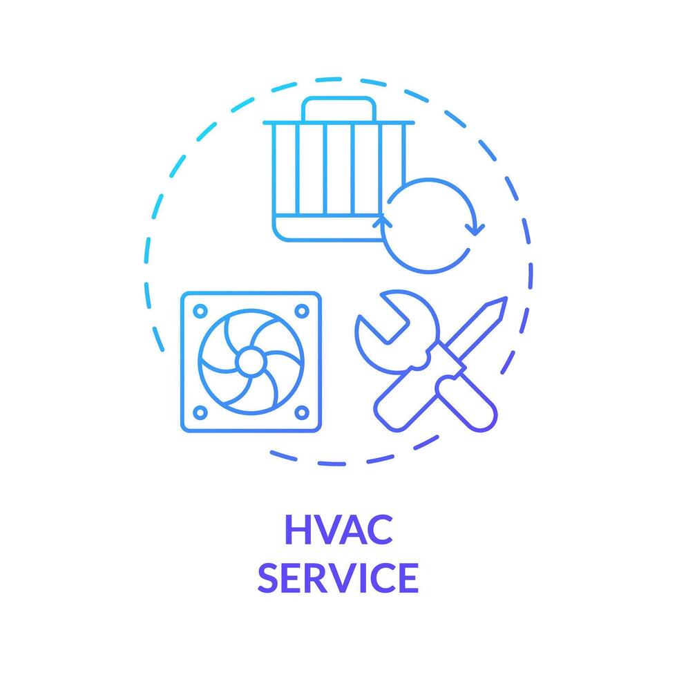 hvac serviço azul gradiente conceito ícone. aquecimento, ventilação manutenção. ar filtro reparar. volta forma linha ilustração. abstrato ideia. gráfico Projeto. fácil para usar dentro promocional material vetor