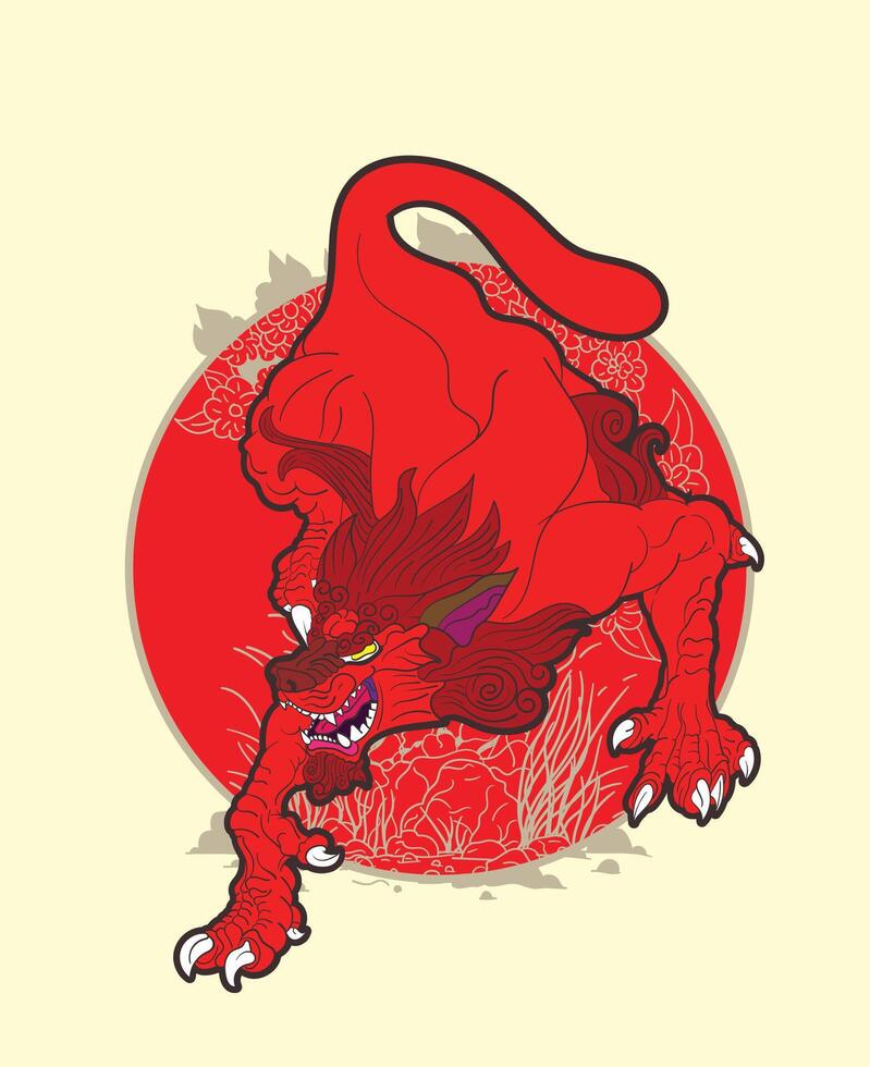 leão ilustração Projeto para Sukajan é significar Japão tradicional pano ou camiseta com digital mão desenhado bordado homens Camisetas verão casual curto manga quadril pulo t camisa streetwear vetor