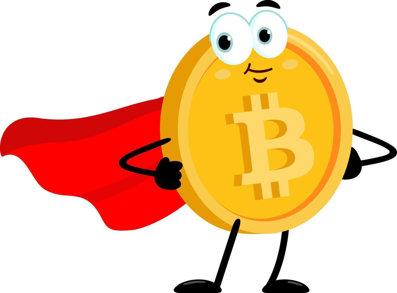 bitcoin Super heroi desenho animado personagem vetor