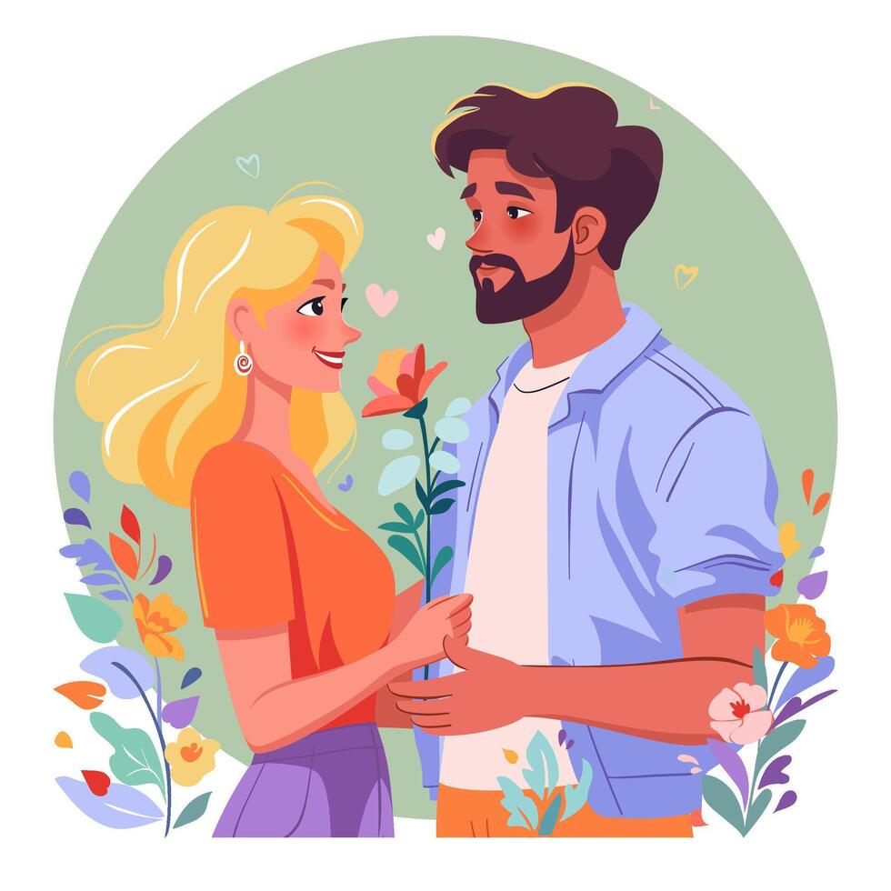 feliz casal plano ilustração vetor