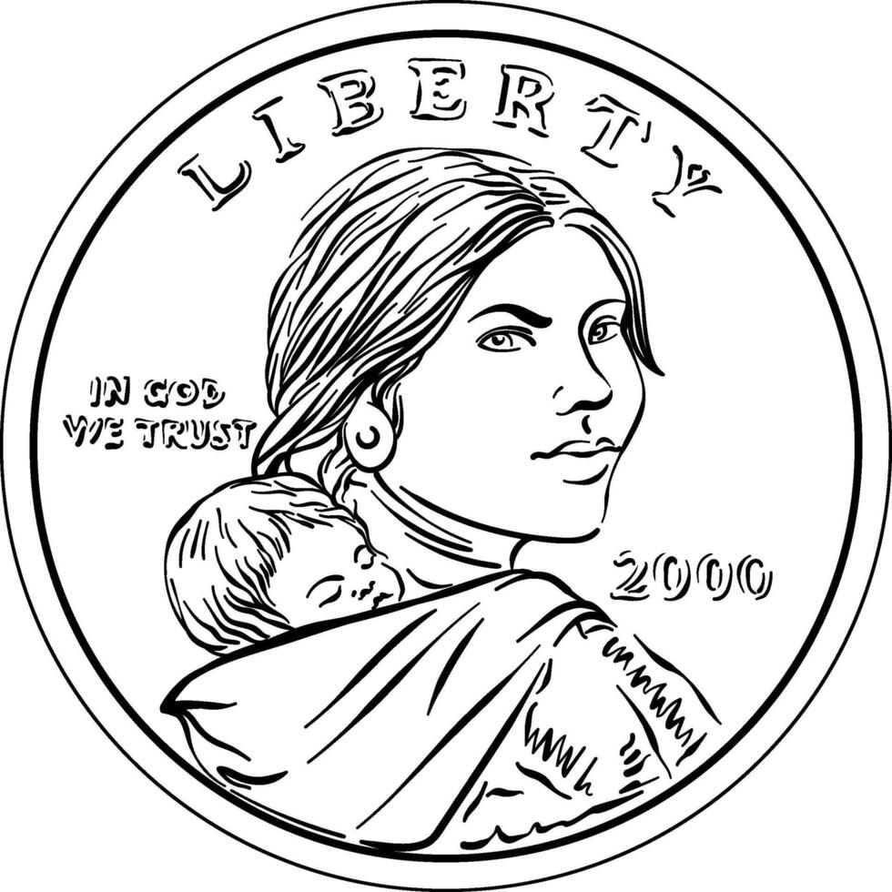 americano Sacagawea dólar ouro moeda vetor