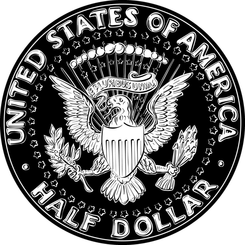 Unidos estados moeda metade dólar vetor