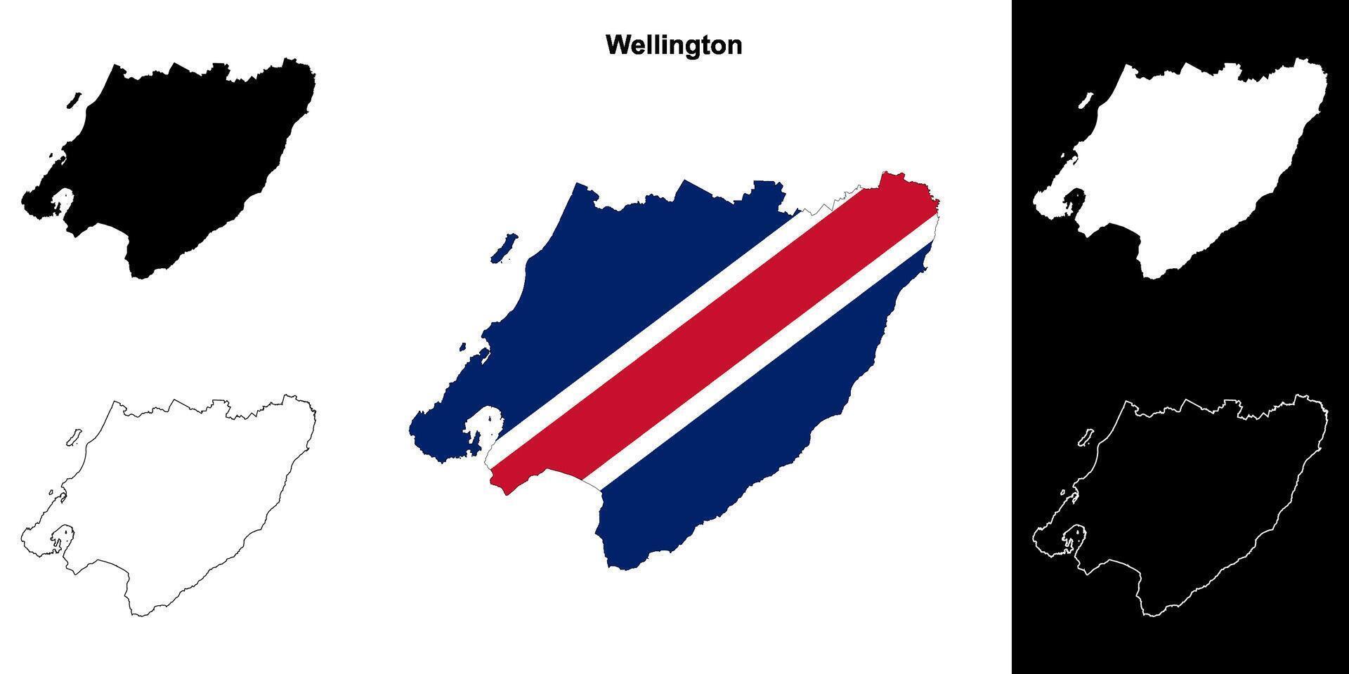 Wellington em branco esboço mapa conjunto vetor