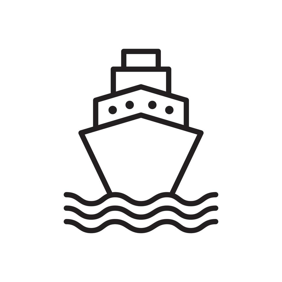 linha ícone navio iate isolado em branco fundo vetor