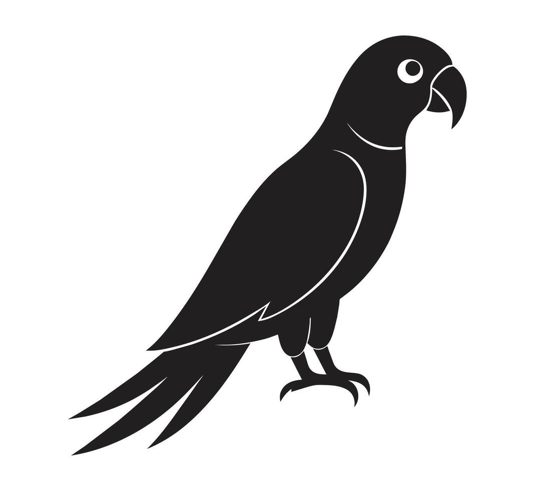 uma silhueta papagaio Preto e branco logotipo grampo arte vetor