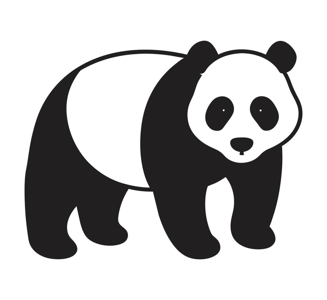 uma silhueta panda Preto e branco logotipo grampo arte vetor