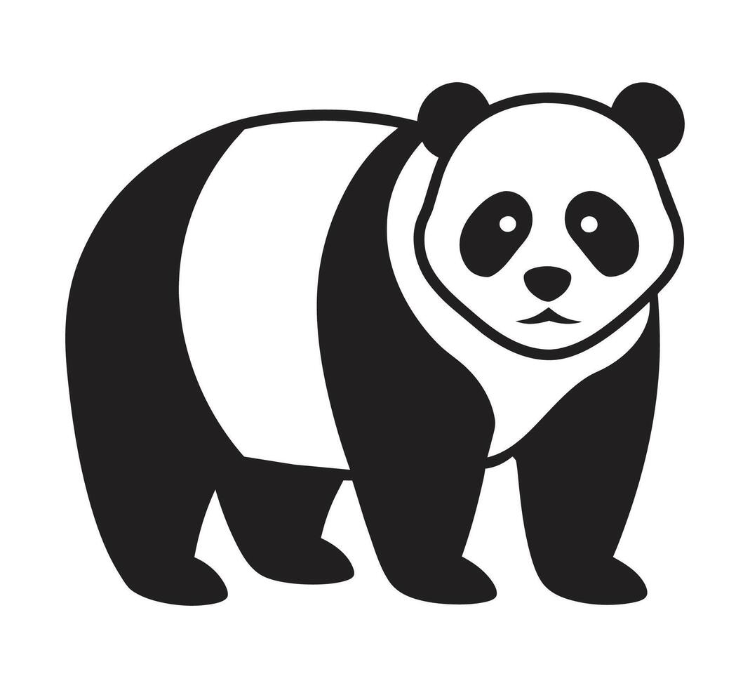uma silhueta panda Preto e branco logotipo grampo arte vetor