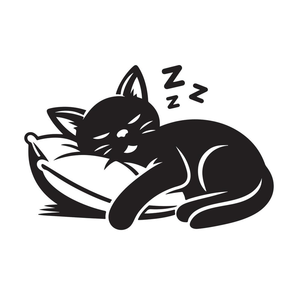 uma gato dormindo com travesseiro vetor