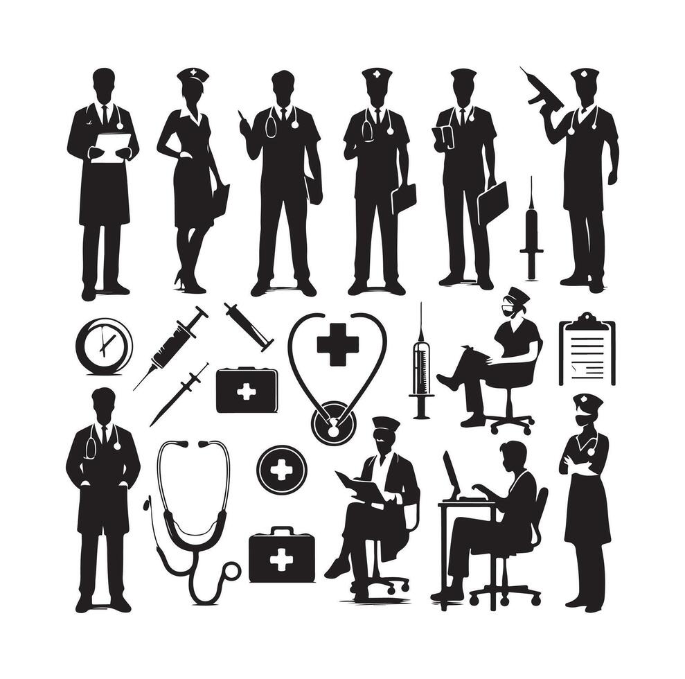 enfermeira ícone elemento conjunto ilustração vetor