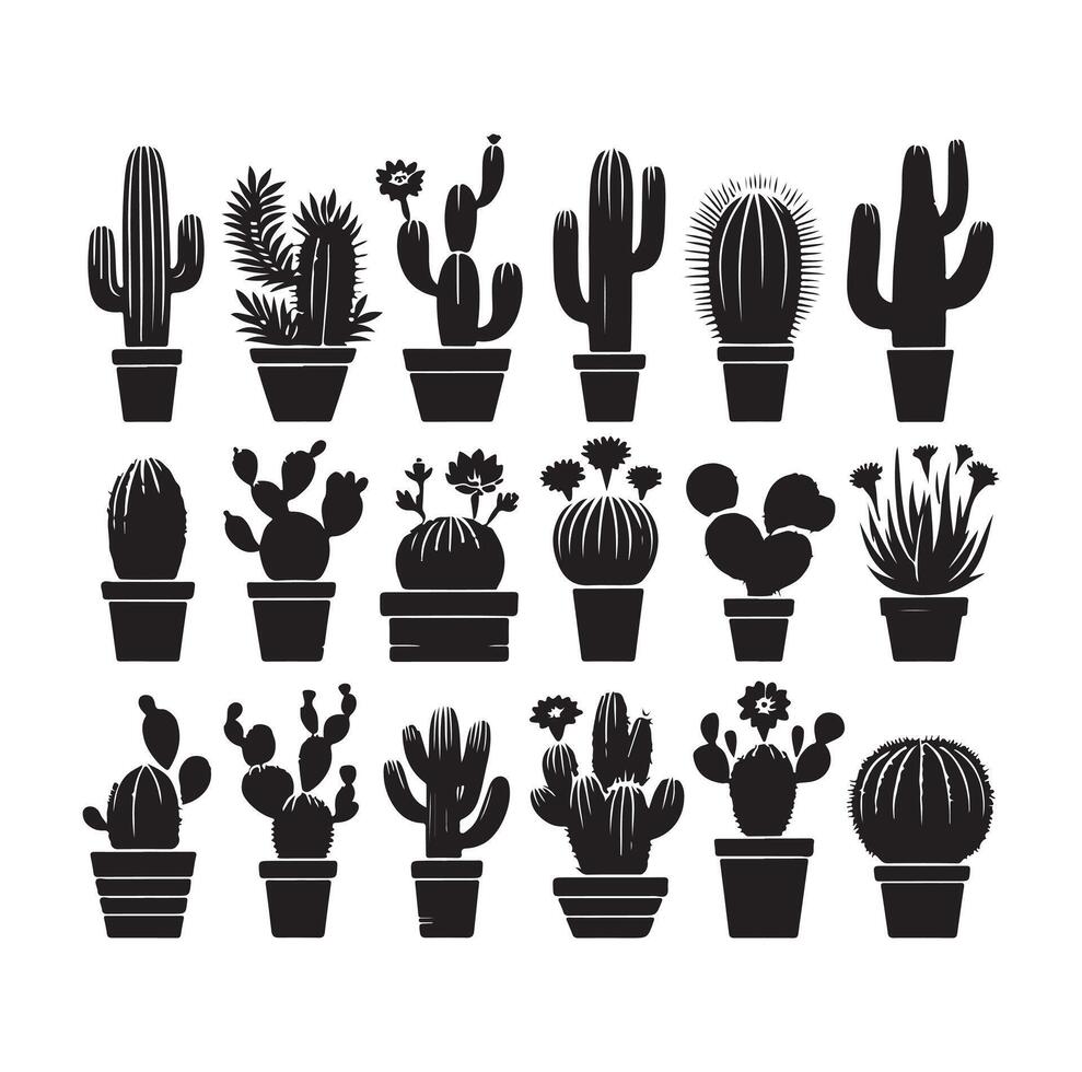 ilustração de conjunto de cactos vetor