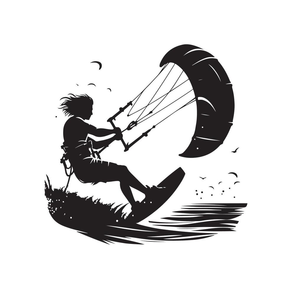 kitesurf silhueta ilustração ícone vetor