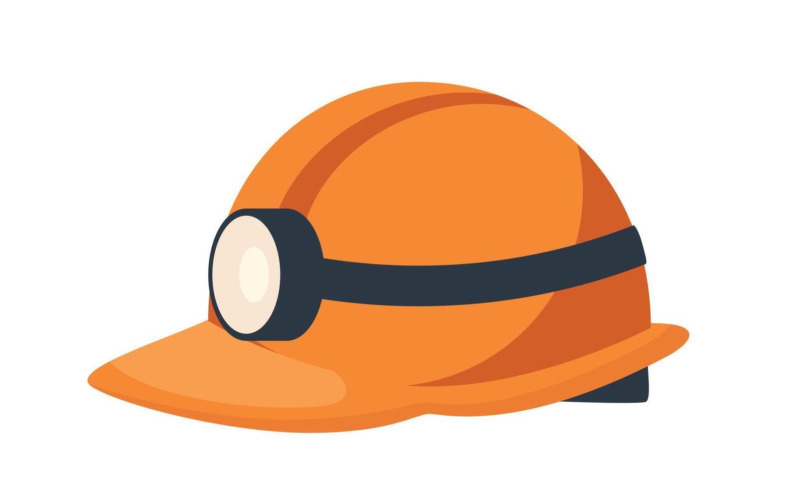 laranja colori de mineiro segurança capacete com lâmpada. ilustração. vetor