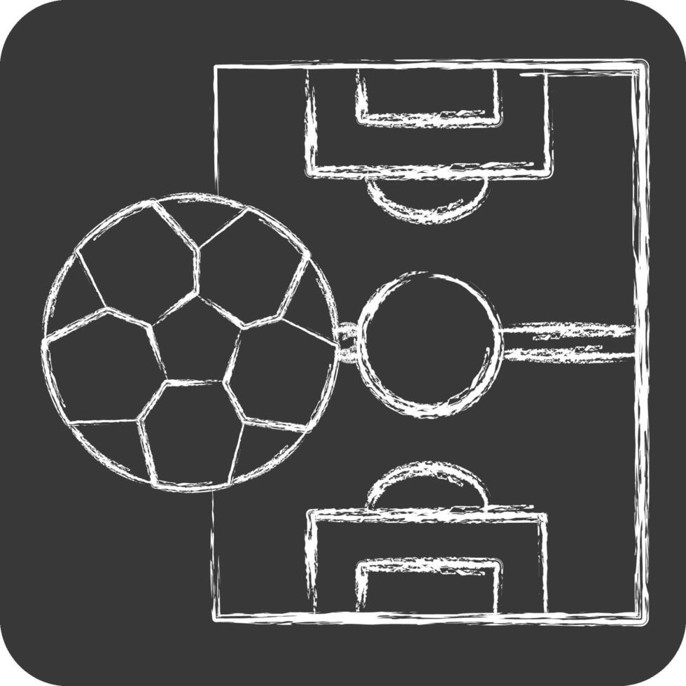 ícone esporte campo. relacionado para futebol símbolo. giz estilo. simples Projeto ilustração vetor