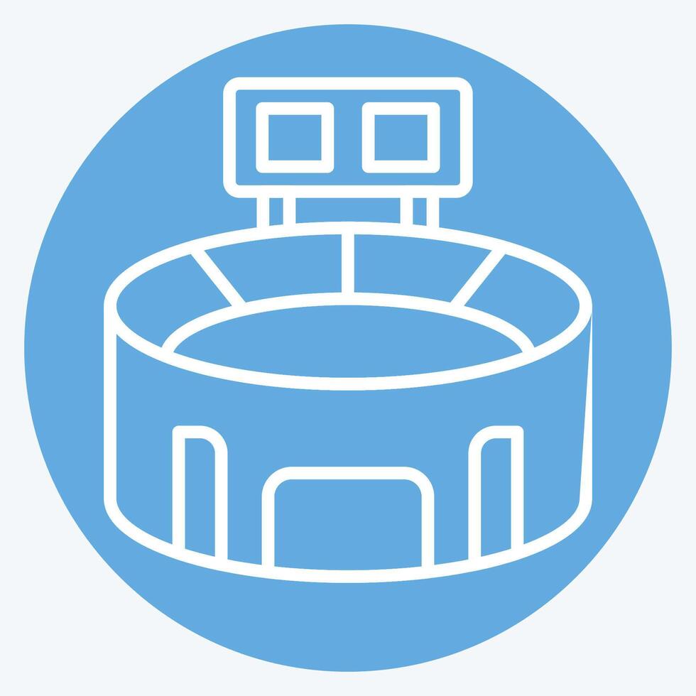 ícone estádio. relacionado para futebol símbolo. azul olhos estilo. simples Projeto ilustração vetor