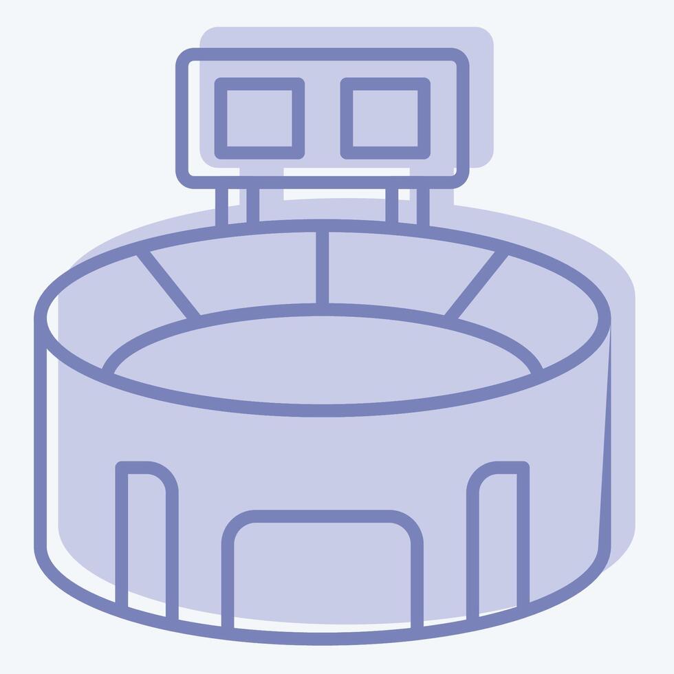 ícone estádio. relacionado para futebol símbolo. dois tom estilo. simples Projeto ilustração vetor