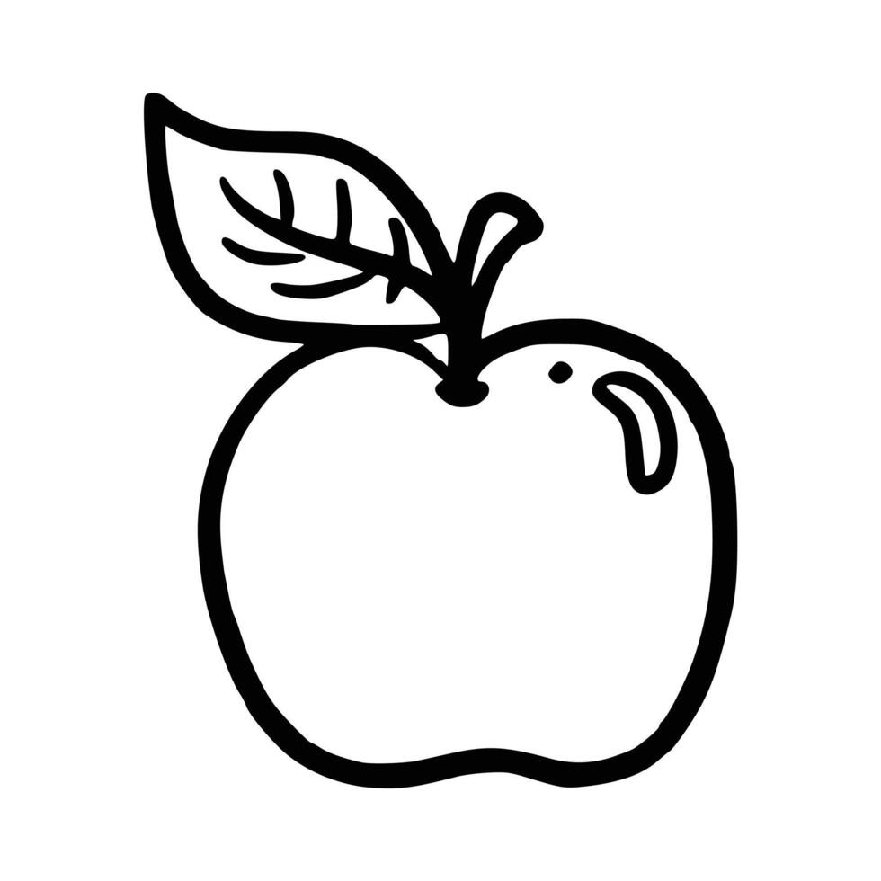 desenhado à mão maçã fruta vetor