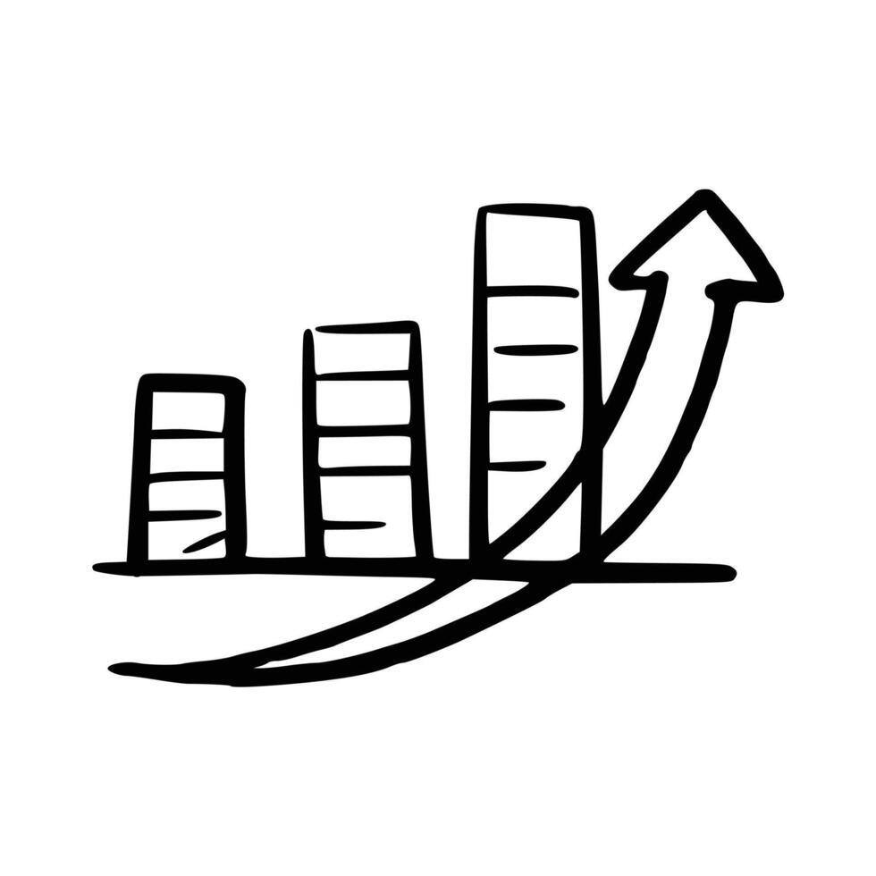 desenhado à mão diagrama com seta indo acima vetor