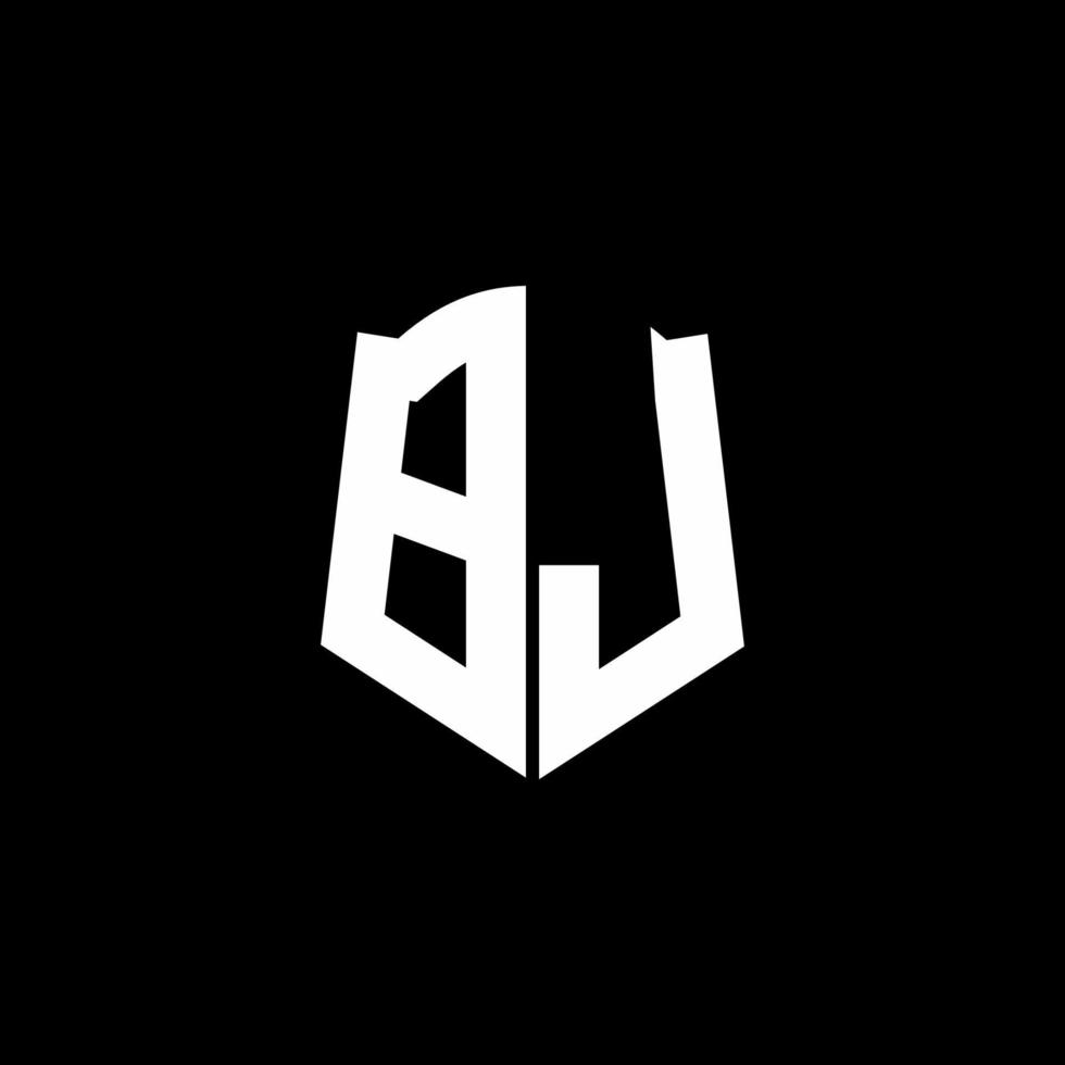 Fita do logotipo da letra do monograma do bj com estilo de escudo isolado no fundo preto vetor