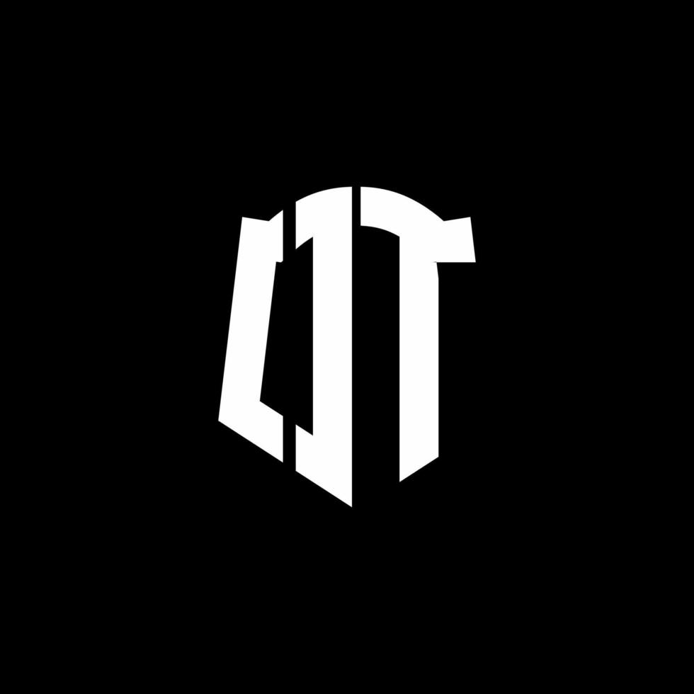 Fita de logotipo de letra de monograma ot com estilo de escudo isolado em fundo preto vetor