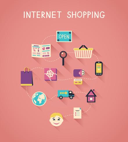 Marketing na Internet e infográficos de compras online vetor