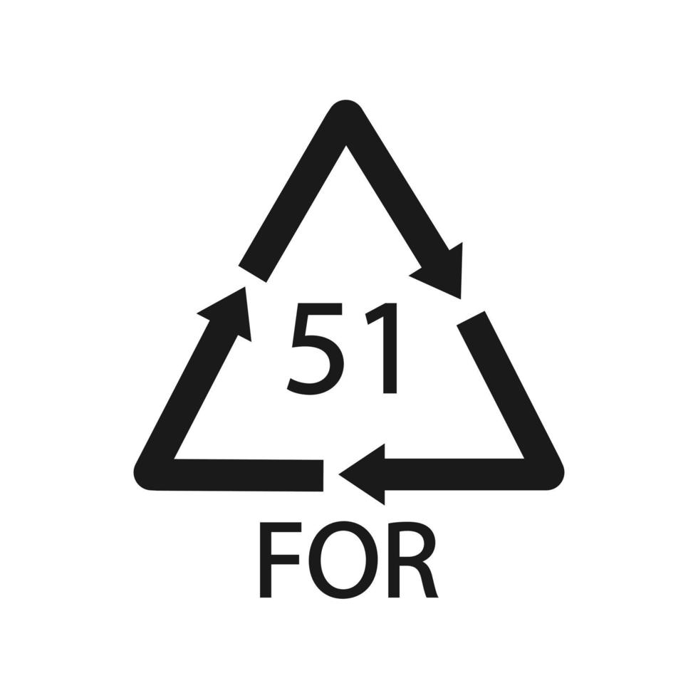 reciclagem de biomateriais código 51 para. ilustração vetorial vetor