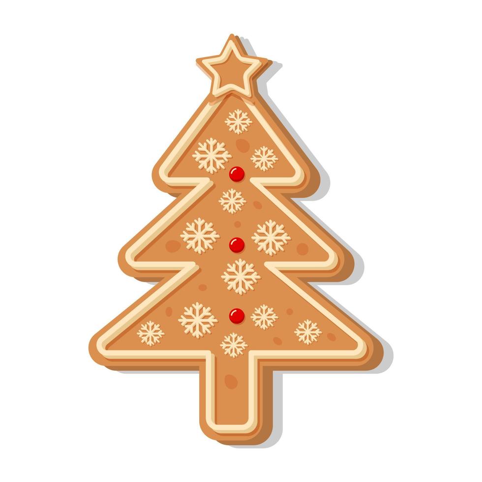 árvore de Natal de gengibre. biscoito doce caseiro com cobertura. vetor