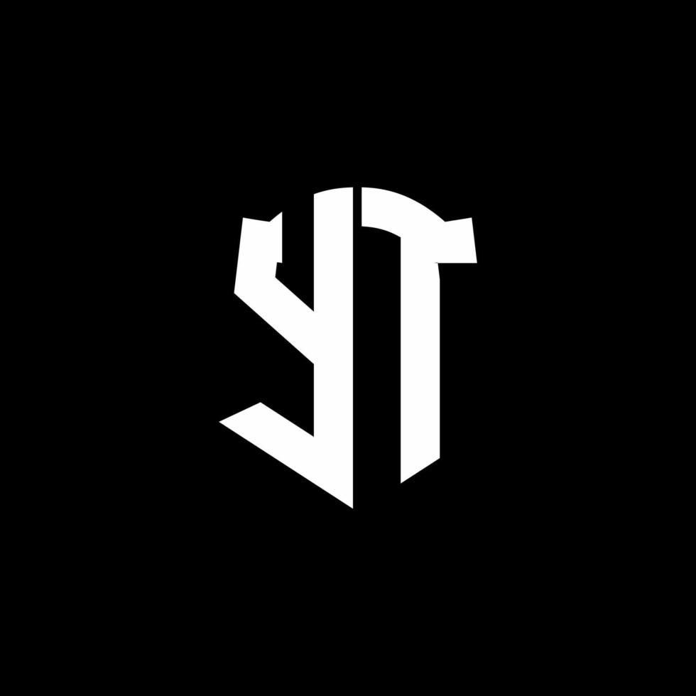 Fita de logotipo de letra de monograma yt com estilo de escudo isolado em fundo preto vetor