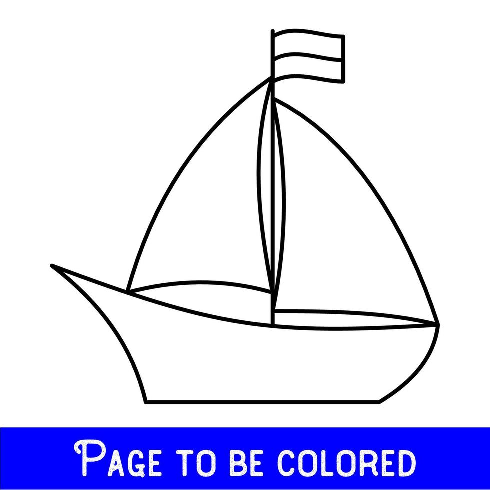 barco engraçado para ser colorido, o livro de colorir para crianças pré-escolares com nível de jogo educacional fácil, médio. vetor