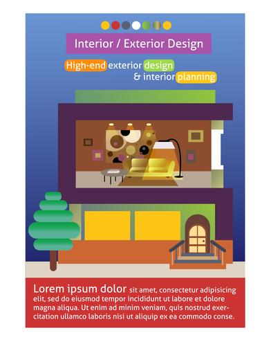 Modelo de cartaz de design interior e exterior vetor