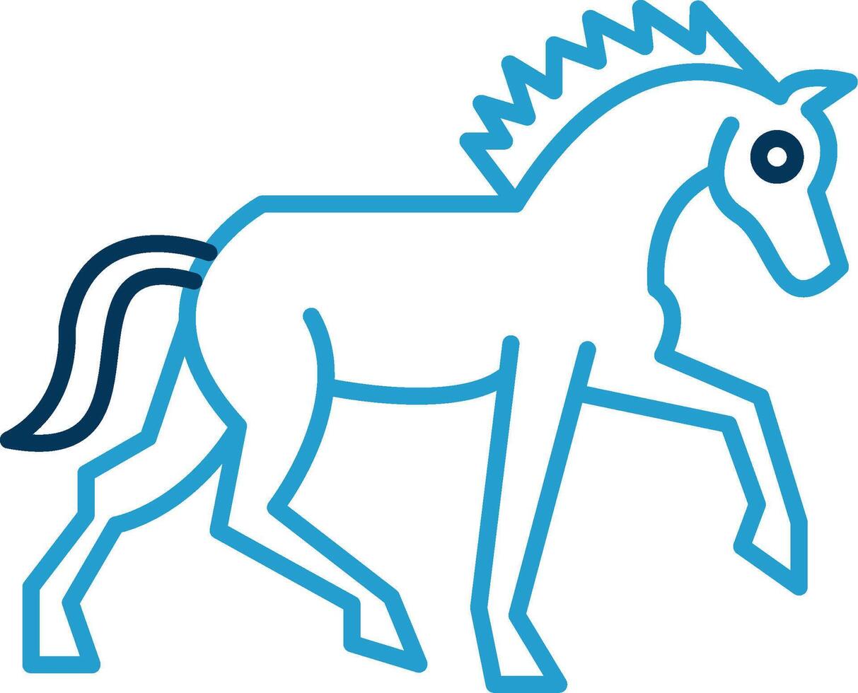 cavalo linha azul dois cor ícone vetor