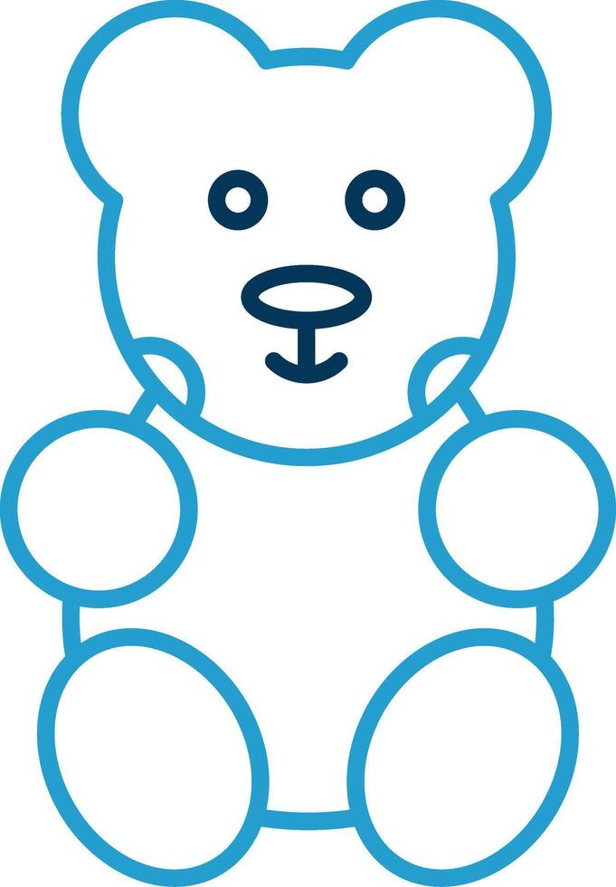 Urso linha azul dois cor ícone vetor