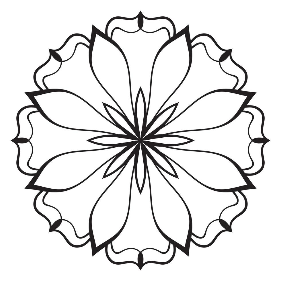 mandala fofa. flor redonda ornamental doodle isolada no fundo branco. ornamento decorativo geométrico em estilo oriental étnico. vetor