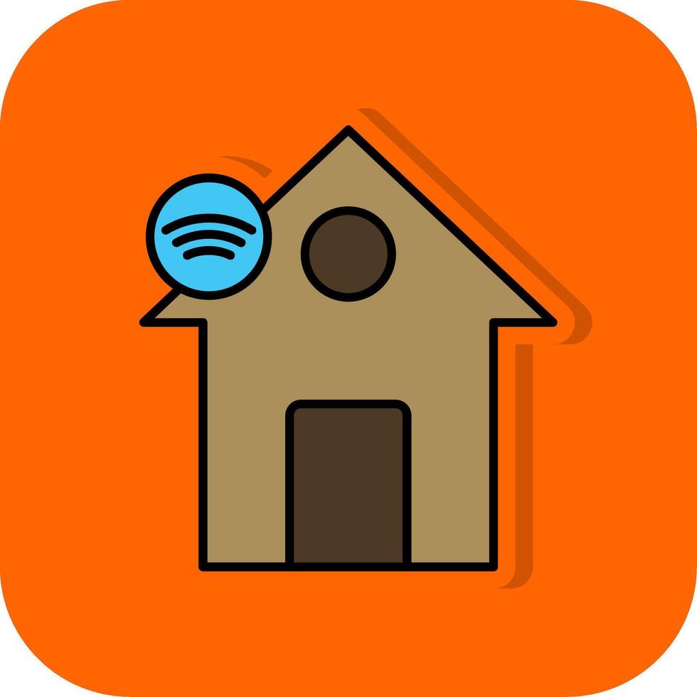inteligente casa preenchidas laranja fundo ícone vetor