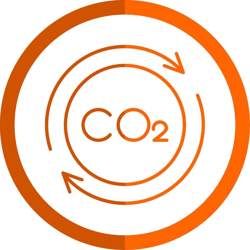 carbono ciclo linha laranja círculo ícone vetor