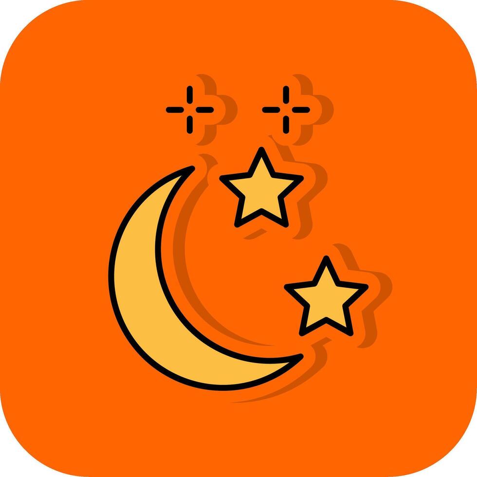 lua e Estrela preenchidas laranja fundo ícone vetor