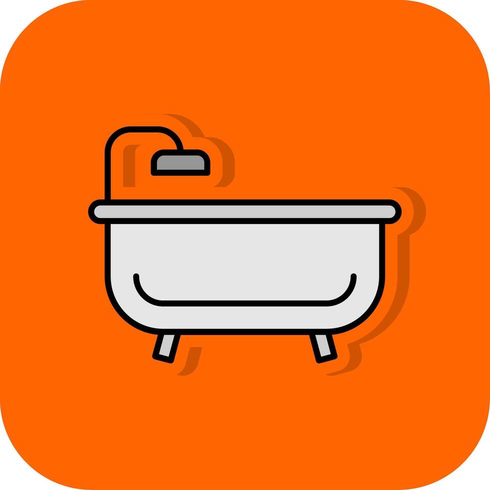 banho banheira preenchidas laranja fundo ícone vetor