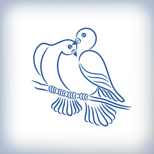 Símbolo de dois pombos adoráveis vetor