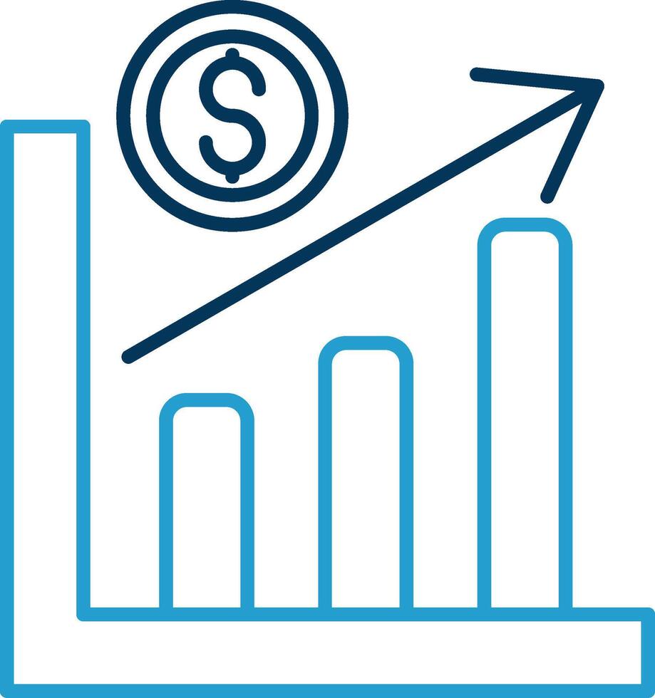 linha gráfico linha azul dois cor ícone vetor