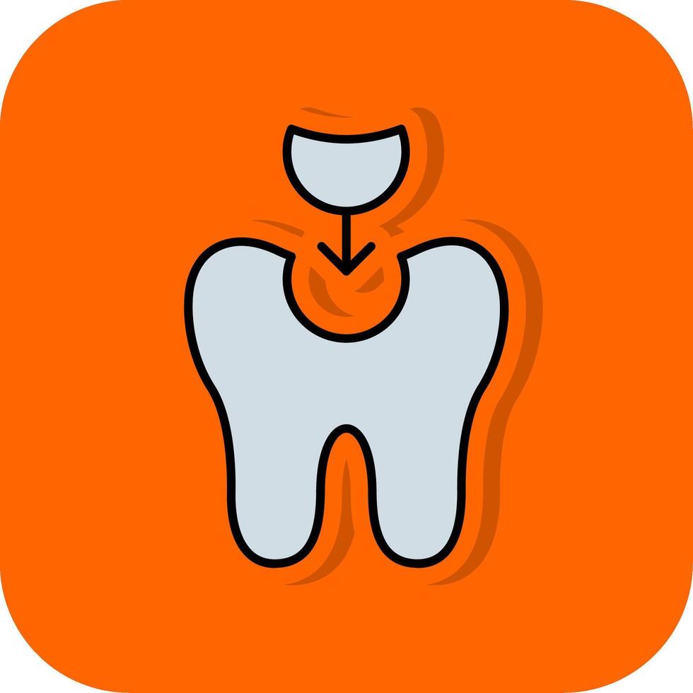 dente o preenchimento preenchidas laranja fundo ícone vetor