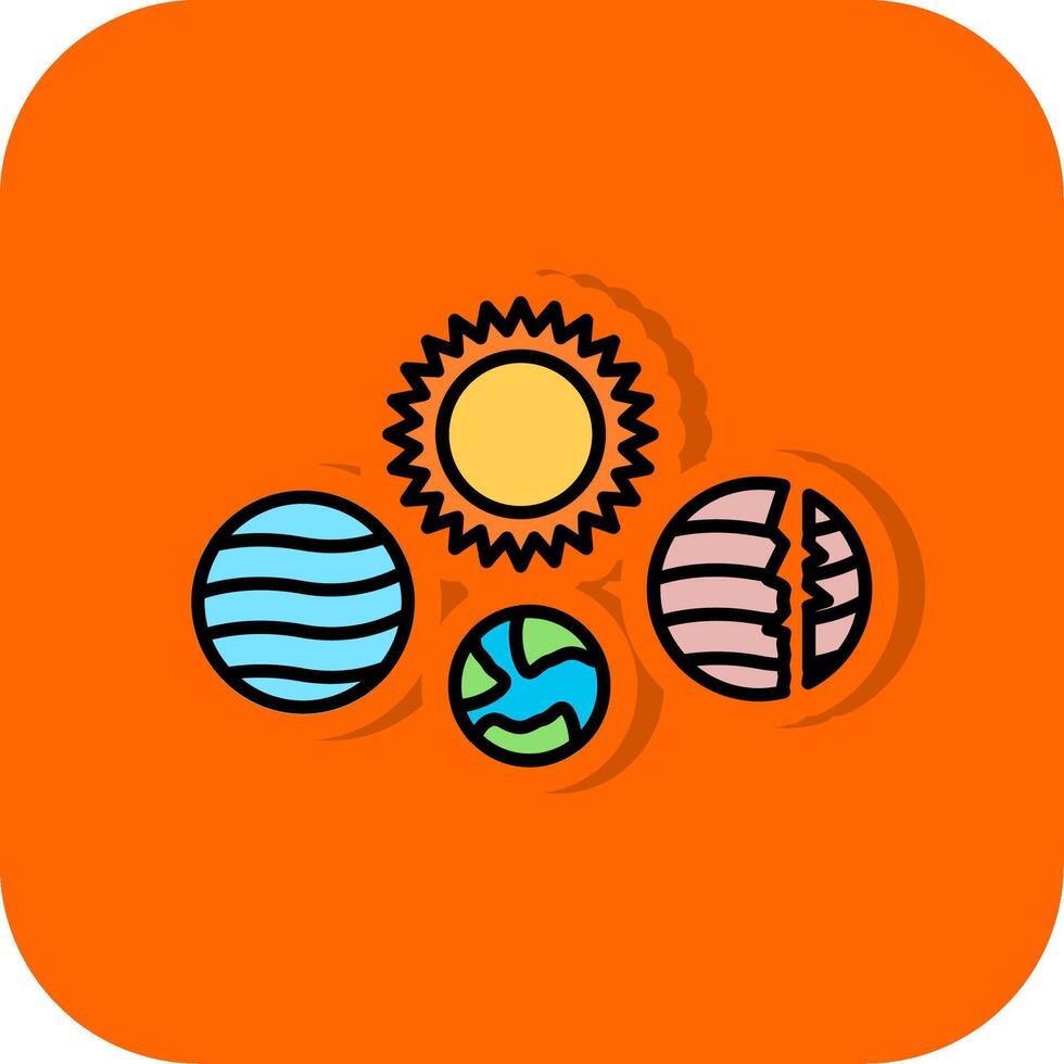 solar sistema preenchidas laranja fundo ícone vetor
