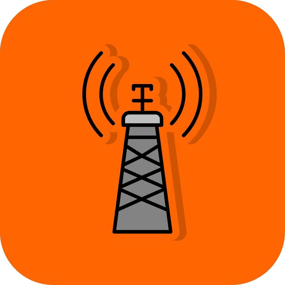 sinal torre preenchidas laranja fundo ícone vetor