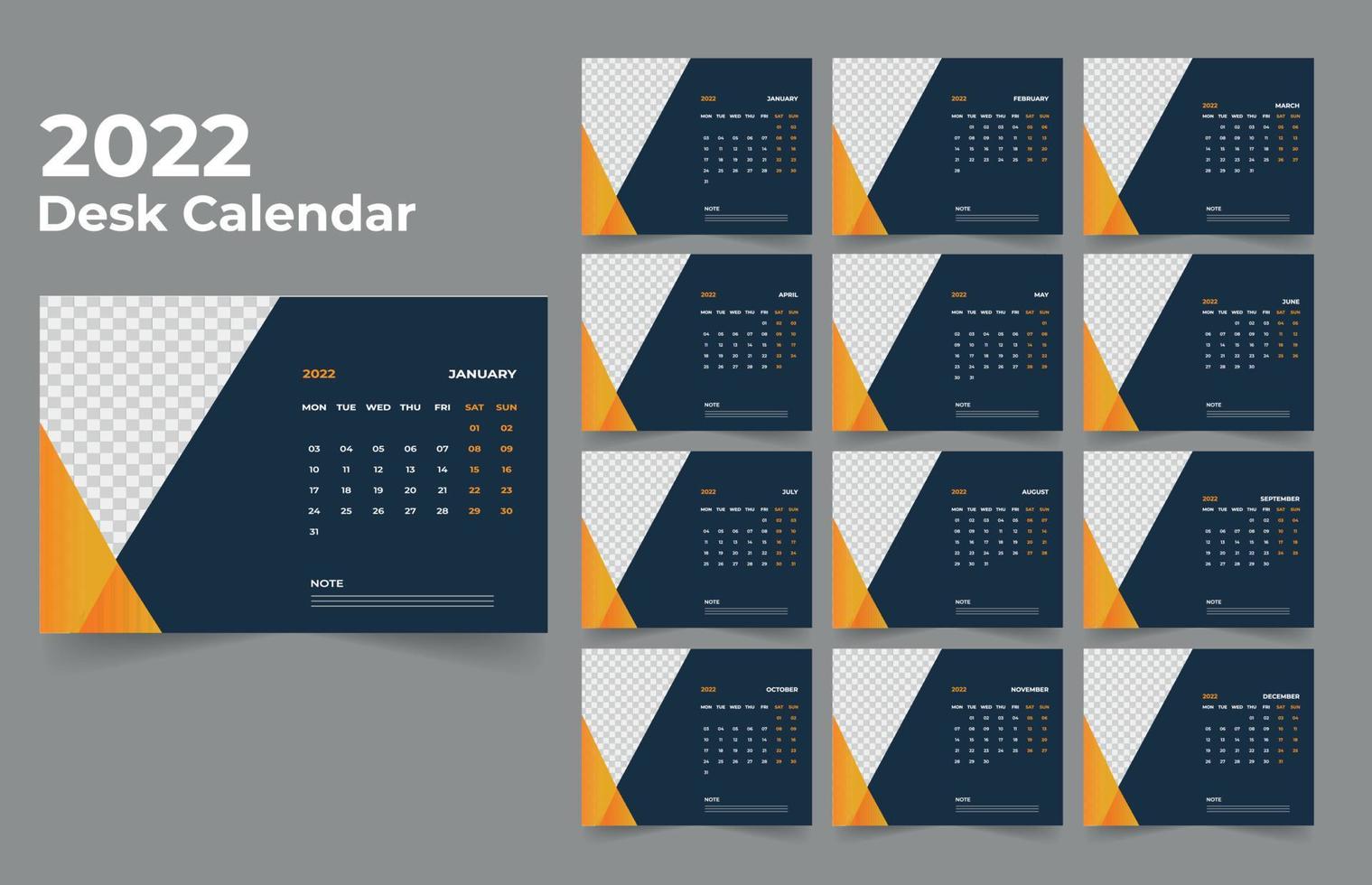 design de calendário de mesa 2022 vetor